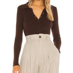 Cashmere and Wool Knit Ribbed Polo